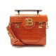 NEUF SAC A MAIN BALMAIN B BUZZ 23 CUIR FACON CROCO ORANGE BANDOULIERE BAG 2090€