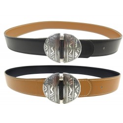 CEINTURE HERMES BOUCLE TOUAREG EN ARGENT 925 LIEN REVERSIBLE 32 75-83 BELT 1700€