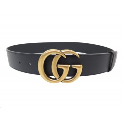 NEUF CEINTURE GUCCI BOUCLE LOGO GG MARMONT 397660 CUIR NOIR 95 LEATHER BELT 450€