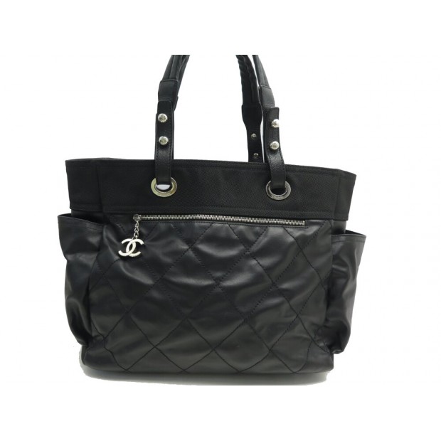 SAC A MAIN CHANEL BIARRITZ GM CABAS EN TOILE NOIRE MATELASSEE TOTE BAG 2550€