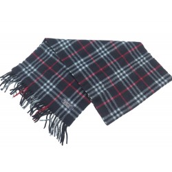 NEUF VINTAGE ECHARPE BURBERRYS TARTAN CHECK CLASSIQUE EN CACHEMIRE BLEU SCARF