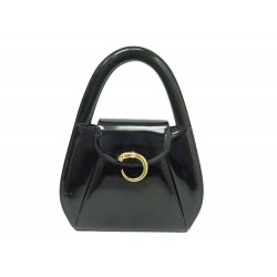 SAC A MAIN CARTIER CROCHET PANTHERE BANDOULIERE CUIR NOIR HAND BAG PURSE 1700€