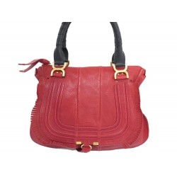 SAC A MAIN CHLOE MARCIE MM EN CUIR GRAINE ROUGE PORTE EPAULE BAG PURSE 2050€