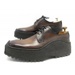 NEUF CHAUSSURES BERLUTI SQUARE TOE BY KRIS VAN ASSCHE 8.5 42.5 CUIR MARRON 1790€