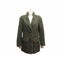 NEUF VESTE LONGUE CHANEL P51704 M 40 MANTEAU EN LAINE KAKI & DORE JACKET 5000€