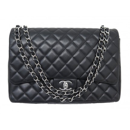 SAC A MAIN CHANEL CLASSIQUE TIMELESS MAXI JUMBO CUIR MATELASSE NOIR BAG 11700€