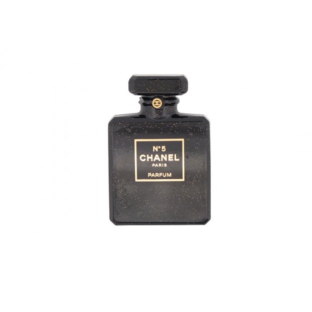 BROCHE CHANEL BOUTEILLE PARFUM NUMERO 5 EN RESINE NOIR BLACK RESIN BROOCH 800€