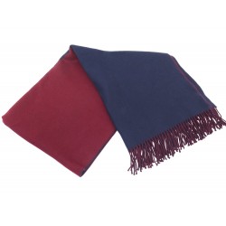 NEUF ECHARPE HERMES A FRANGES EN CACHEMIRE BLEU ROUGE ETOLE CASHMERE SCARF 550€