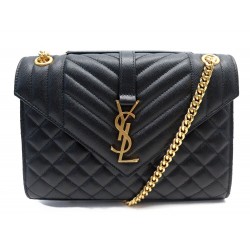 NEUF SAC A MAIN SAINT LAURENT 600185 ENVELOPPE MEDIUM BANDOULIERE NOIR BAG 2350€