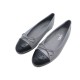 NEUF CHAUSSURES CHANEL BALLERINES G02819 CUIR GRIS & NOIR 37 LOGO CC SHOES 960€