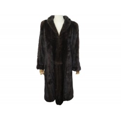 VINTAGE MANTEAU LONG YVES SAINT LAURENT EN FOURRURE VISON MARRON 40 M FUR COAT