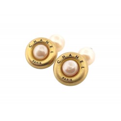 VINTAGE BOUTONS DE MANCHETTES CHANEL 1994 PERLES & METAL DORE PEARLS CUFFLINKS