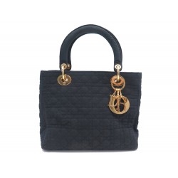 SAC A MAIN CHRISTIAN DIOR LADY PM EN TOILE CANNAGE NOIR BLACK CANVAS PURSE 1900€