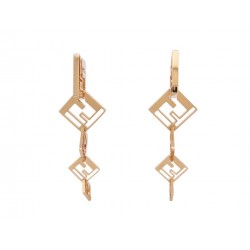 NEUF BOUCLES D'OREILLES PENDANTES FENDI FOREVER LOGO FF DOREES EARRINGS 1235€