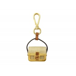 PORTE CLES FENDI MINI SAC A MAIN BAGUETTE RAPHIA CHARM KEY RING HAND BAG 350€