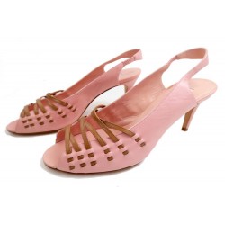 NEUF CHAUSSURES MANOLO BLAHNIK SANDALES 39.5 CUIR ROSE SANDAL PINK SHOES 795€