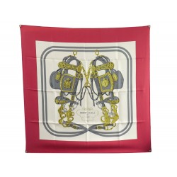 NEUF FOULARD HERMES BRIDES DE GALA EN SOIE ROUGE + BOITE NEW RED SILK SCARF 495€