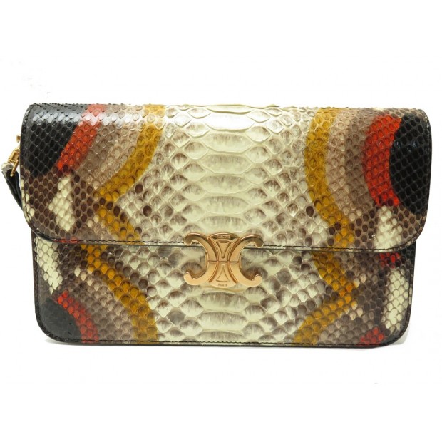 NEUF SAC A MAIN CELINE POCHETTE CELINE TRIOMPHE CLUTCH DRAGONNE PYTHON BAG 4500€