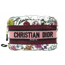 NEUF TROUSSE CHRISTIAN DIOR TRAVEL EN TOILE BRODERIE FLEURS POUCH CLUTCH 800€