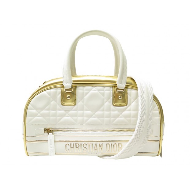 NEUF SAC A MAIN CHRISTIAN DIOR VIBE CUIR CANNAGE BOWLING BANDOULIERE BAG 3200€