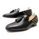 CHAUSSURES CHRISTIAN LOUBOUTIN TASSILO SPIKE MOCASSINS 40.5 CUIR NOIR SHOES 890€