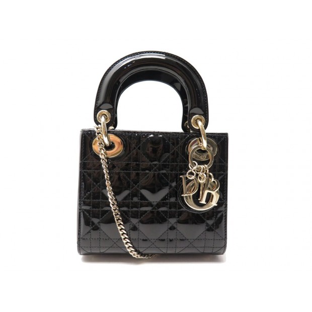 NEUF SAC A MAIN LADY DIOR MINI M0505OWCB CUIR VERNIS BANDOULIERE HAND BAG 4700€