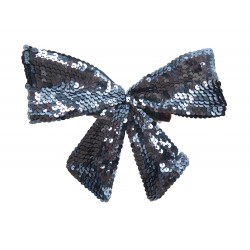 NEUF VINTAGE BROCHE CHANEL NOEUD SEQUINS BLEUS 17x14CM 1990'S BOW JEWELL BROOCH