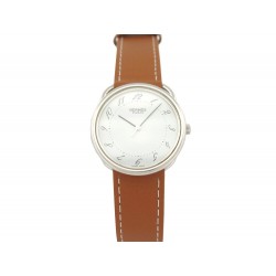 MONTRE HERMES ARCEAU MM AR3.710 QUARTZ 34 MM EN ACIER & CUIR + BOITE WATCH 2500€