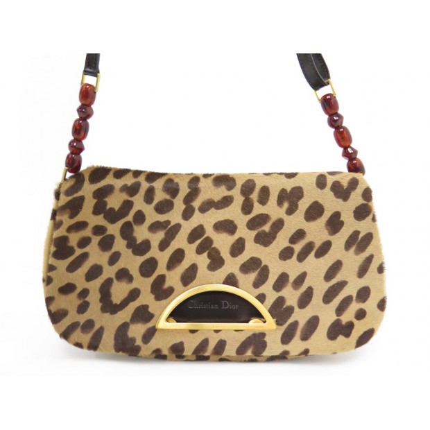 NEUF VINTAGE SAC A MAIN CHRISTIAN DIOR MALICE EN POULAIN LEOPARD HAND BAG 2500€