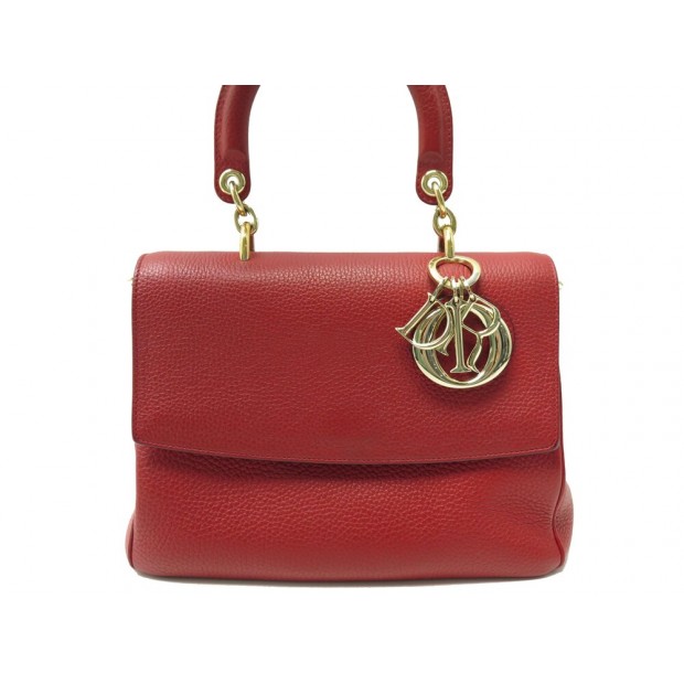 SAC A MAIN CHRISTIAN DIOR BE DIOR PM BANDOULIERE EN CUIR GRAINE ROUGE