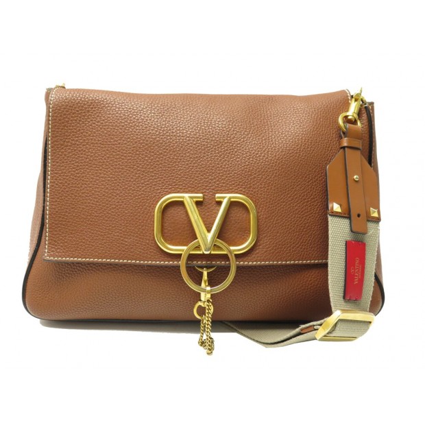 SAC A MAIN VALENTINO VSRING BANDOULIERE CUIR GRAINE LEATHER HAND BAG PURSE 3000€