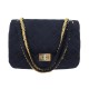 VINTAGE SAC A MAIN CHANEL 2.55 MATELASSE JERSEY BLEU CIRCA 1970 BANDOULIERE BAG