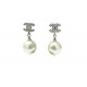 NEUF BOUCLES D'OREILLES CHANEL A36138 LOGO CC PERLES STRASS PEARL EARRINGS 650€