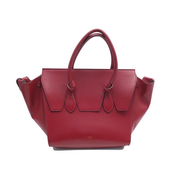 SAC A MAIN CELINE TIE BAG MINI CUIR ROUGE 25CM RED LEATHER HAND BAG PURSE 2400€