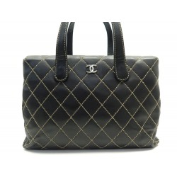 SAC A MAIN CHANEL BOWLING WILD STITCH EN CUIR MATELASSE NOIR QUILTED BAG 6500€