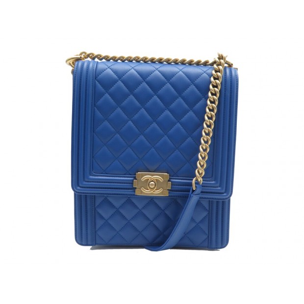 NEUF SAC A MAIN CHANEL NORTH-SOUTH BOY CUIR BLEU AS0132 BANDOULIERE BAG 6500€