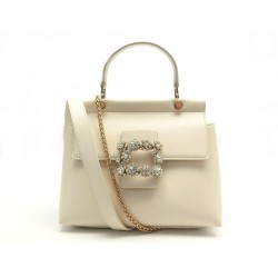 NEUF SAC A MAIN ROGER VIVIER MINI CABAS EFFLORESCENCE BANDOULIERE CUIR 2500€