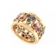 BAGUE CARTIER RIVIERE 54 EN OR JAUNE 18K SERTIE EMERAUDES RUBIS SAPHIRS DIAMANT