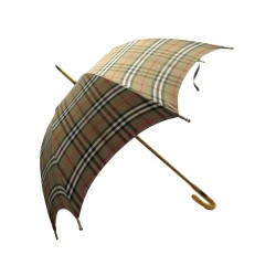 VINTAGE PARAPLUIE BURBERRY'S 91 CM EN TOILE TARTAN CHECK BEIGE CANVAS UMBRELLA