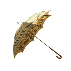 VINTAGE PARAPLUIE BURBERRY'S 89 CM EN TOILE TARTAN CHECK BEIGE CANVAS UMBRELLA