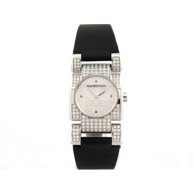 MONTRE MAUBOUSSIN ALESSANDRINE 321 QUARTZ 25 MM EN ACIER ET DIAMANTS STEEL WATCH