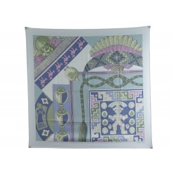 FOULARD HERMES HUACA PIRU II DETAIL KOEHLIN CARRE 90 EN SOIE BLEU SCARF 350€