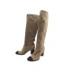 CHAUSSURES CHANEL BOTTES A TALONS G28056 38 EN DAIM MARRON MATELASSE BOOTS 2100€