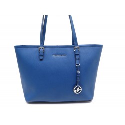 NEUF SAC A MAIN MICHAEL KORS JET SET TRAVEL 30S4STVT2L CUIR BLEU BAG PURSE 295€