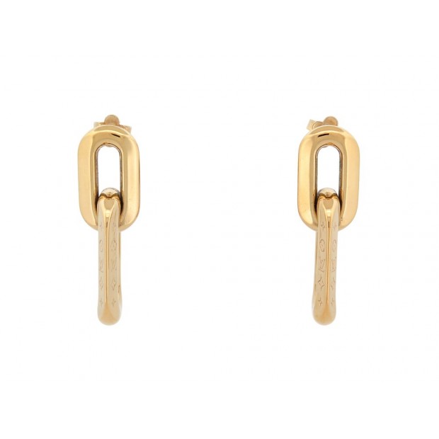 BOUCLES D'OREILLES LOUIS VUITTON DOUBLE LV EDGE MP2990 DOREES GOLD EARRINGS 520€