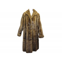 VINTAGE MANTEAU LONG YVES SAINT LAURENT EN FOURRURE VISON MARRON 50 XL FUR COAT