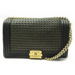 SAC A MAIN CHANEL GRAND REVERSO BOY CUIR TRESSE BANDOULIERE HAND BAG PURSE 7500€