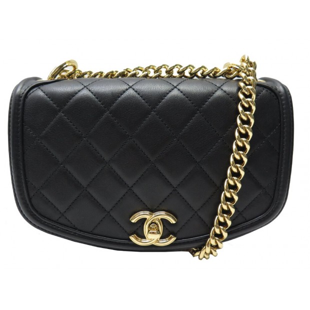 NEUF SAC A MAIN CHANEL UNDERLINE FLAP BAG AS0792 BANDOULIERE NOIR HANDBAG 6500€