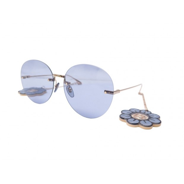 NEUF LUNETTES DE SOLEIL GUCCI CHARMS FLEURS CC1149S METAL DORE SUNGLASSES 380€