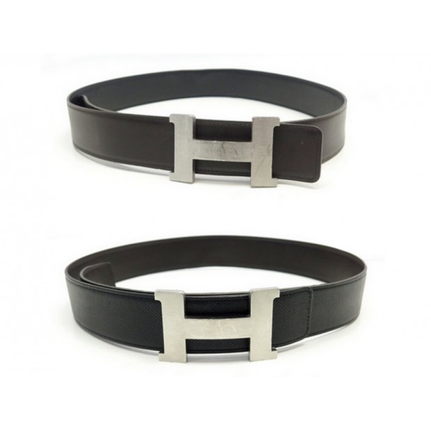 CEINTURE HERMES BOUCLE H CONSTANCE XL LIEN CUIR 40MM NOIR & MARRON T95 BELT 920€